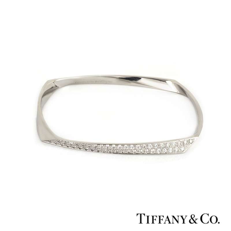 Tiffany & Co. 18k White Gold Frank Gehry Torque Diamond Bangle | Rich ...